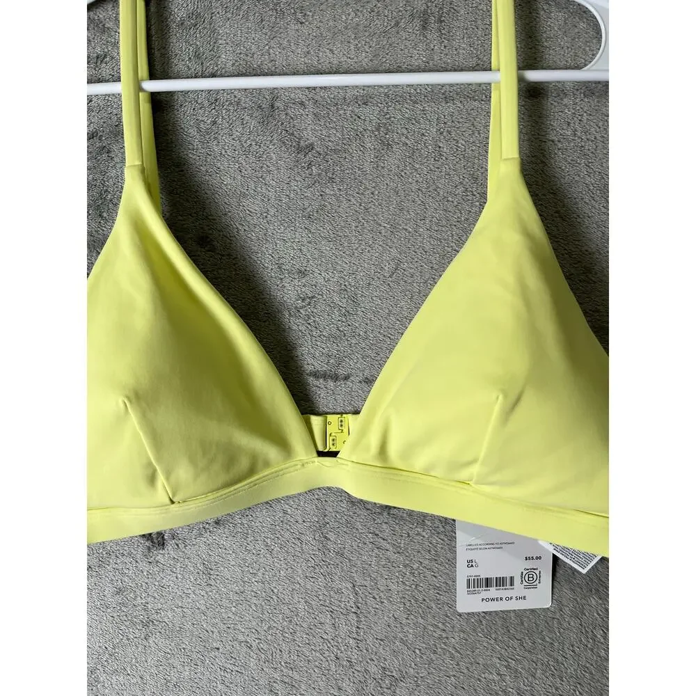 Athleta Triangle Bikini Top Neon Yellow Green Swimwear Size Large New